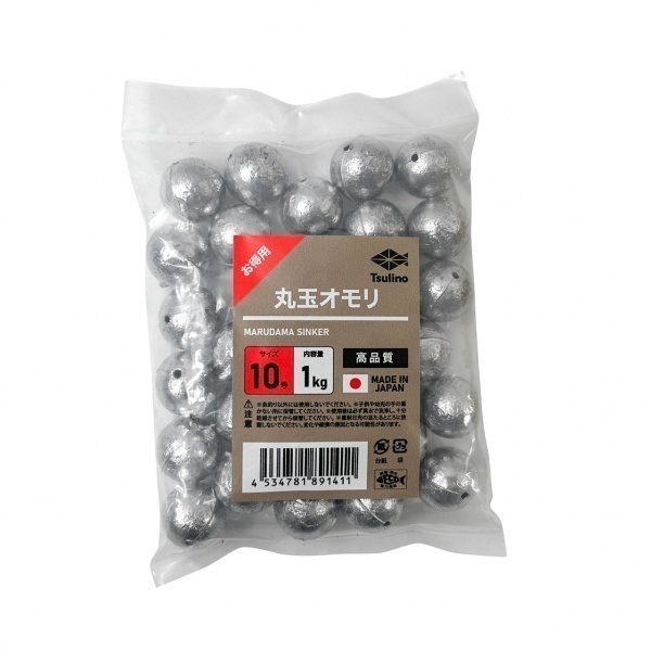 1キロオモリ (丸玉/六角)【徳用オモリ】(丸玉-10号)